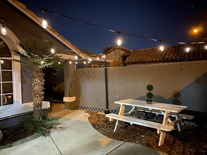 Brightech Ambience Pro 27 Ft Solar Powered String Lights - Commercial Grade Waterproof Patio Lights with Edison Bulbs - Shatterproof LED Solar Outdoor String Lights - 1W LED Soft White 12 Bulbs