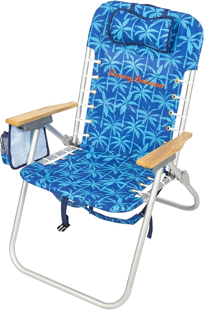 Tommy Bahama Hi-Boy 17 Seat Height 4-Position Lace-Up Suspension Folding Beach Backpack Chair