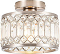 Crystal Ceiling Light Fixture Modern Semi Flush Mount Ceiling LightCrystal Chandelier for Kitchen Bedroom Bathroom Entryway Nickel Finish (Bulb not Included)