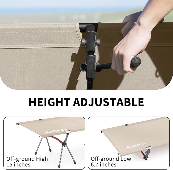 Naturehike ArmyWild Folding Camping Cot Height Adjustable Ultralight Backpacking Cot Portable Camping Bed for Camping Hiking Travel Home