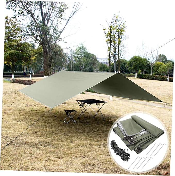 Toyvian 1Set Sunshade Camping Tarp UV Protection Canopy for Outdoor Activities Green Tent for People for Picnics and Camping