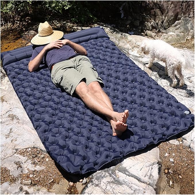 Camping Sleeping Pad Inflatable Air Mattresses Outdoor Mat Furniture Bed Very Light Cushion Pillow Hiking Trekking with(France)
