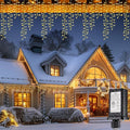 Brightown Cluster Icicle Lights Outdoor 40FT 1200 LED Icicle Christmas Light with 60 Drop12 Modes Cluster Lights with Timer Waterproof Firecracker Christmas Light Outdoor Warm White