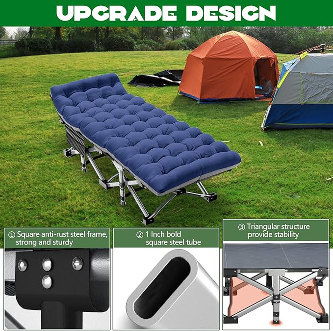 Barbella Folding Camping Cot Folding Cot Camping Cots for Adults Portable Sleeping Cot with Mattress Foldable Outdoor Bed Camp Cots Guest Bed with Carry Bag for Home Office &amp Outdoor Use