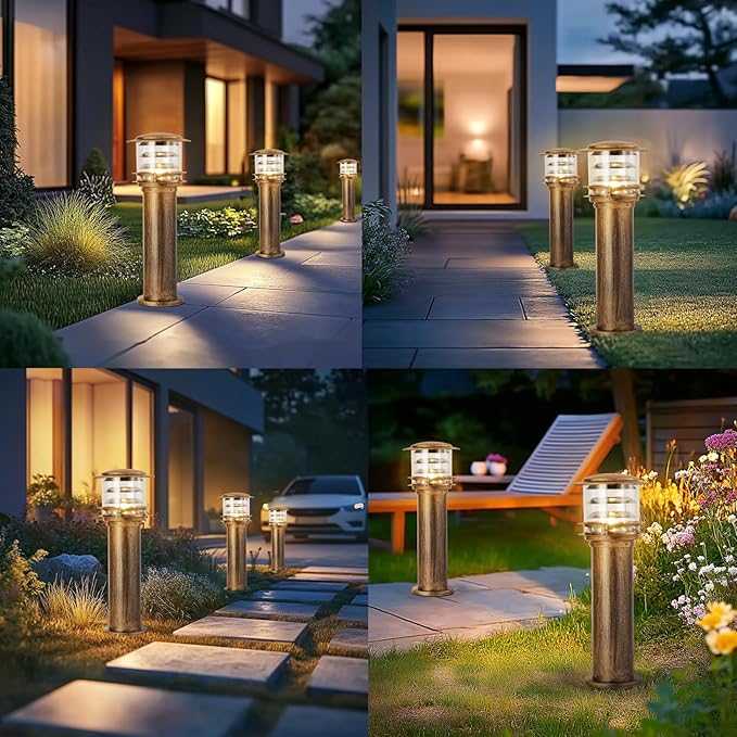 SLAWA Outdoor Post Caps Lights Aluminum Landscape Pathway Lamps With Acrylic Shade Waterproof Column Pillar Lamps Fence Deck Bollard Lighting Cylinder Lawn Floor Lamp For Patio Yard Porch Post Lantern