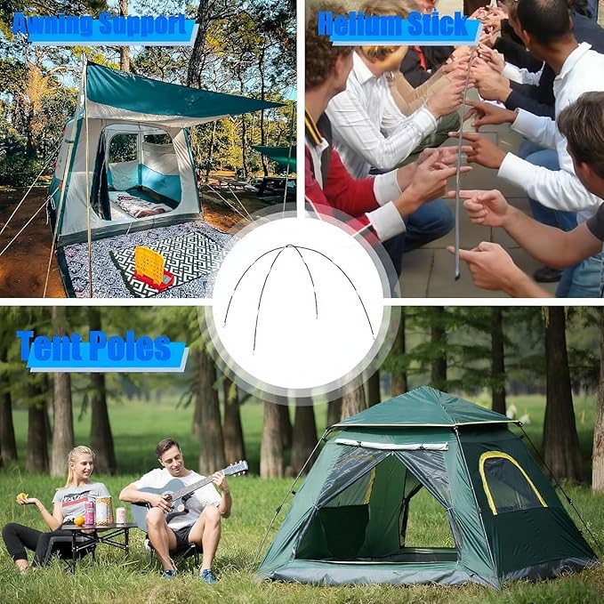 Tent Tarp Poles 4.9M/16.1ft Universal Fiberglass Camping Tent Pole Bars Camping Awning Poles Support Frames Kit for Camping Hiking Canopy
