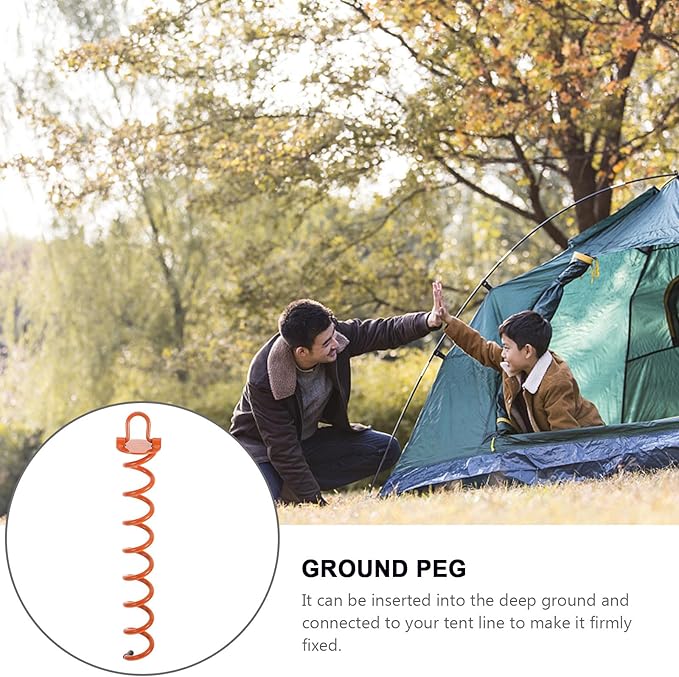 GANAZONO Heavy Duty Spiral Ground Stake Peg Large Orange Iron Ground Nail Fixator for Outdoor Lawn Camping Tent and Pet Tie
