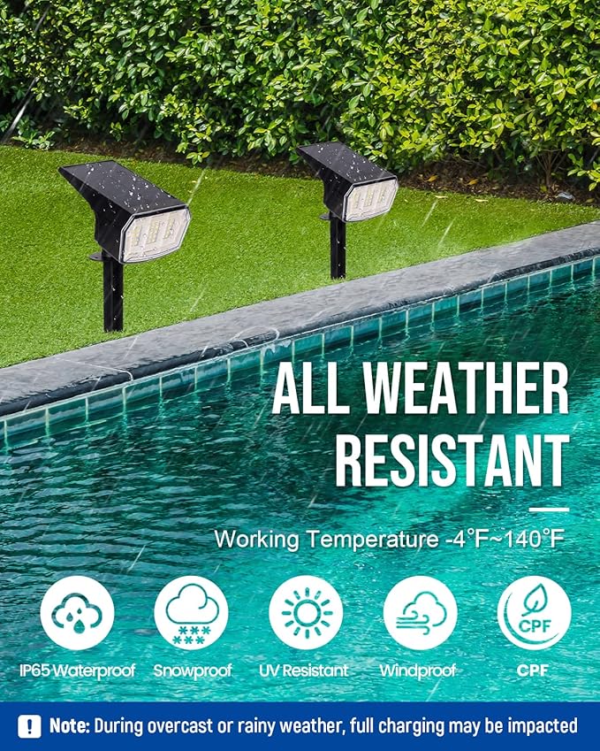 Solar Spot Lights Outdoor 63 LED 3 LightingWaterproof IP65 Modes Spotlights for Outside House Yard Garden Landscape Lights 6 Pack (Natural Light)