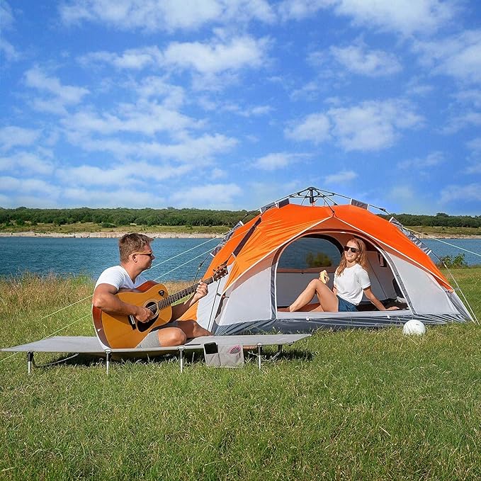 MOON LENCE Pop Up Tent 3-4 Person 60s Instant Setup Camping Tent with 2 Doors Water-Resistant &amp Windproof Dome Tent for Car Camping Backyard Traveling