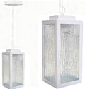 Outdoor Pendant Light 11 Porch lights Outdoor Chandelier Hanging Ceiling Lights White Aluminum Lightshade with Tempered Glass Exterior Lighting Fixture for Porch Yard Gazebo 1 Pack No Sensor