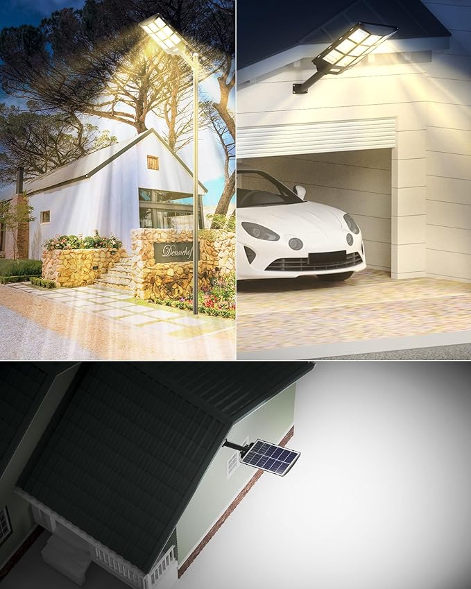 Ofuray Solar Street Lights OutdoorSolar Security Flood Lights Parking Lot Lights Commercial Dusk to Dawn 6500k Waterproof Led with Remote Control Motion for StreetCourtBarn (Of-7200W 600000Lm)