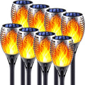 Solar Torch Lights with Flickering Flame Fire Effect Garden Light Auto On/Off Dust to Dawn Outdoor Waterproof Landscape Decoration Powered Security Light for Patio 8 Pack