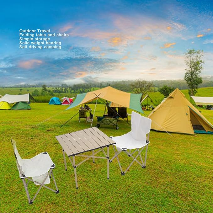Lightweight Folding Aluminum Alloy Camping Table and Chairs Set with Storage Bags for Outdoor Camping