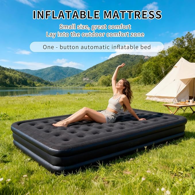 Air Mattress Queen with Built in Pump 16 Raised Comfort Inflatable Bed Portable with Storage Bag for Home Guests Camping Travel 660 lbs Max