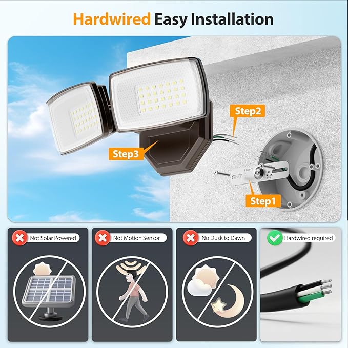Onforu 3200LM Flood Lights Outdoor 32W 6500K LED Security Light Switch Controlled IP66 Waterproof Outdoor Lights Wall Mount Exterior Flood Light with 2 Adjustable Heads Floodlights Outside