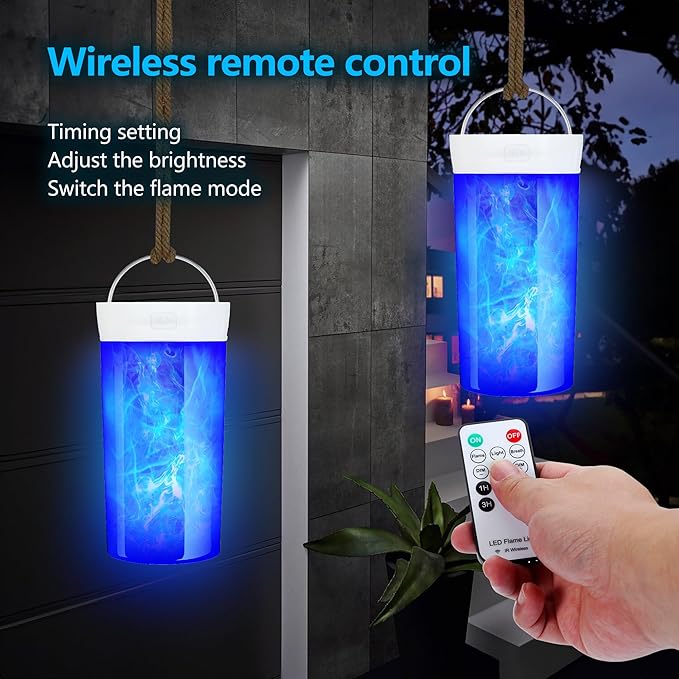 4X LED Flame Effect Light  USB Rechargeable 4 Modes Flickering Flame Candle Lantern with Remote Timer Gravity Sensing Effect Magnetic Base Waterproof Dimmable Outdoor Hanging Lamps Camping