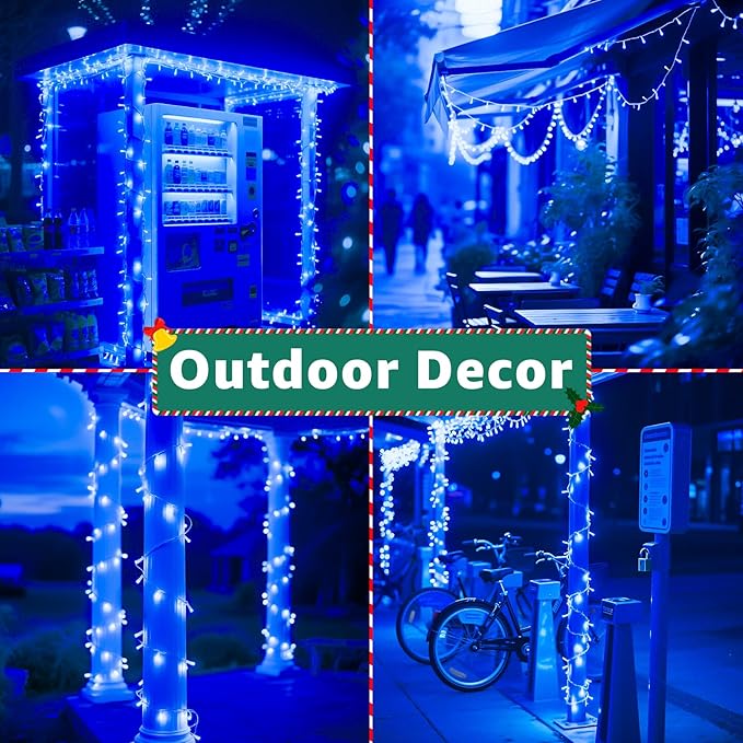 Christmas Lights Outdoor Waterproof 196 FT 600 LED String Lights with Remote8 Modes Christmas String Lights Plug in Twinkle Fairy Light for Party Holiday Decor (Blue)
