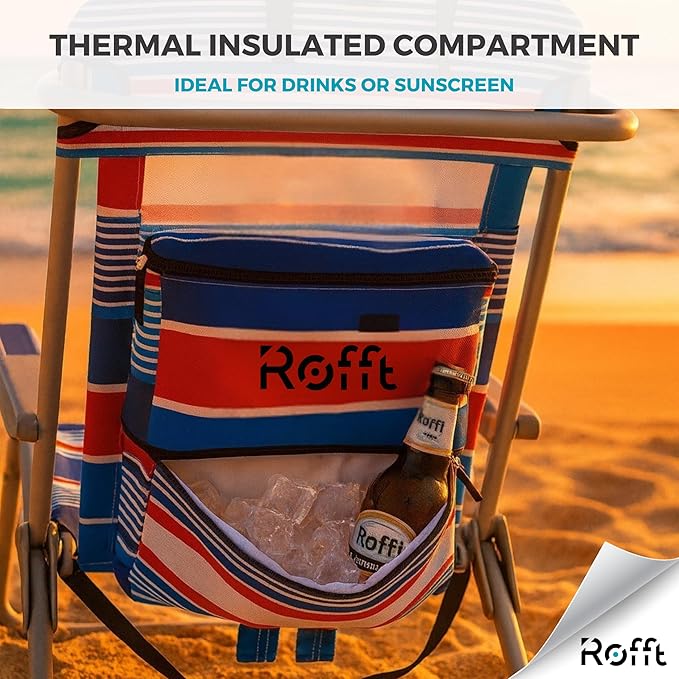Heavy Duty Beach Chair 6 Positions Reclining for Adults Folding Lightweight with Backpack Straps Cooler Cup Holders Big Storage Pillow and Towel bar Lay Flat Position