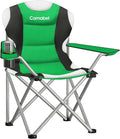 Camabel Folding Camping Chairs Hold Up 400lbs Extra Large Outdoor Lawn Chair Padded Sports Chair Lightweight Chairs for Beach Hiking Fishing BBQ Spectator with Storage Bag and Cup Holder Green