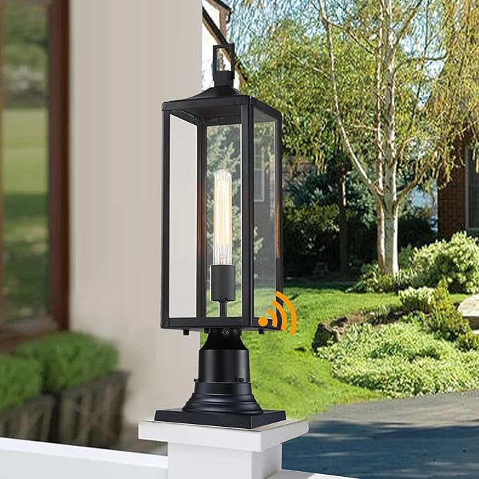 21.3 Inch Outdoor Lamp Post Light Fixture Dusk to Dawn - Residential Sidewalk Lamp Post Sconce Dusk to Dawn Outside Pole Lantern for House Outdoor Column Light E26