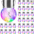 32 Pack Hanging Solar Lights Outdoor Decorative Waterproof Solar Globe Lantern with Handle and Clip Solar Powered Cracked Glass Ball Lights for Garden Yard Patio Fence Tree Umbrella Holiday Décor