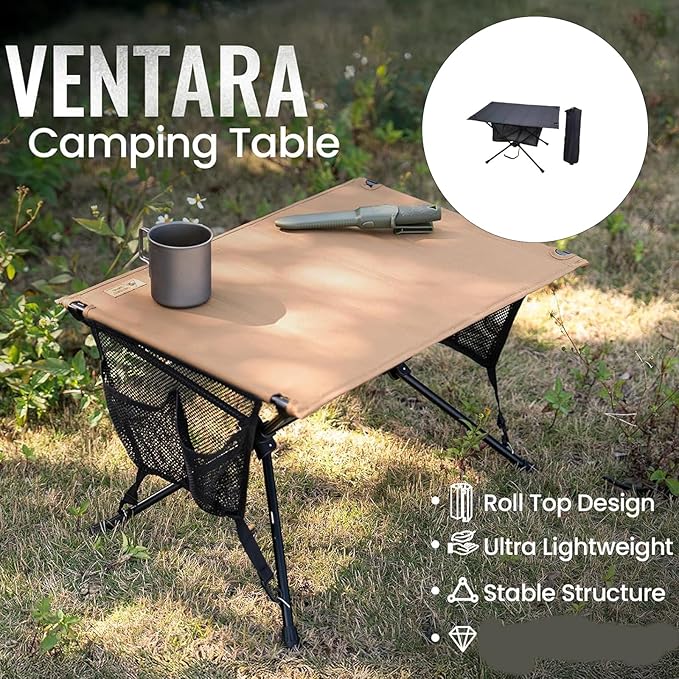 Portable Outdoor Side Table Folding Waterproofs Hiking Backpacking Fabric Metal Texture for Carrying Backpacking