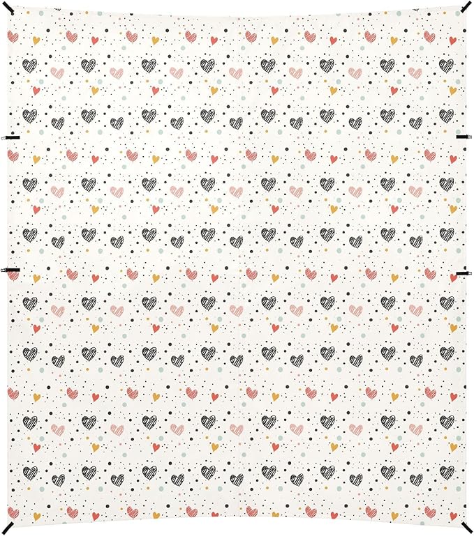 ALAZA Polka Dot Hearts Beach Tent Sun Shelter UPF50+ Protection Beach Shade Canopy w/ 4 Sandbags for Outdoor Camping Fishing Backyard Fun Picnic 10x9 ft