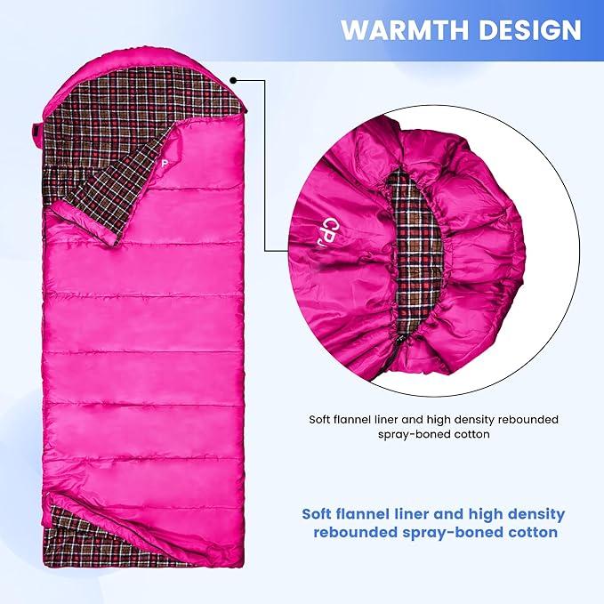 0 Degree Sleeping Bag for Cold Weather100% Cotton Flannel XXL for Adults Big and Tall Cold Weather Winter Zero Degree CampingFree Compression Sack