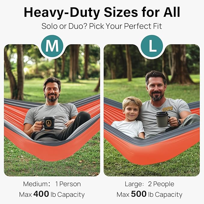 Kootek Camping Hammock Portable Hammocks with Tree Straps &amp Attached Carry Bag Camping Essentials Gear Perfect for Outside Indoor Hiking Beach Backpack Travel