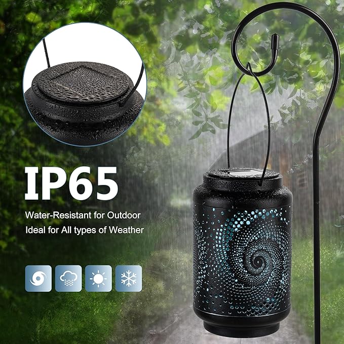 Solar Lanterns Outdoor Waterproof - 2 Packs Solar Light for Outside with Blue Spiral Pathway Landscape Lights for Garden Patio Backyard Porch Lawn Cool Gifts for Women Mom
