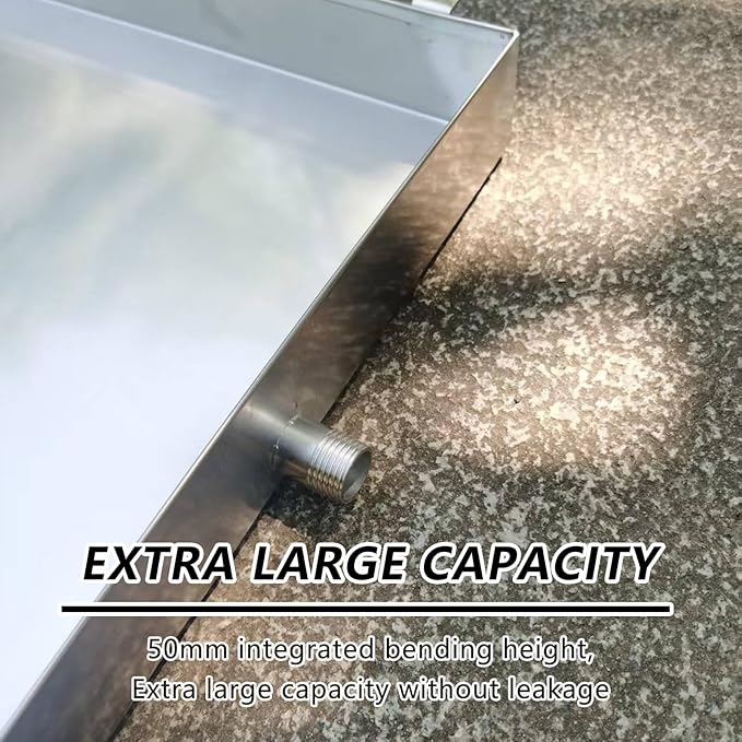 304 Stainless Steel AC Drain Tray Portable Drip Pan for Air Conditioners Water Catcher for Outdoor Units Oil Spill Tray 30x60cm (12x24in)