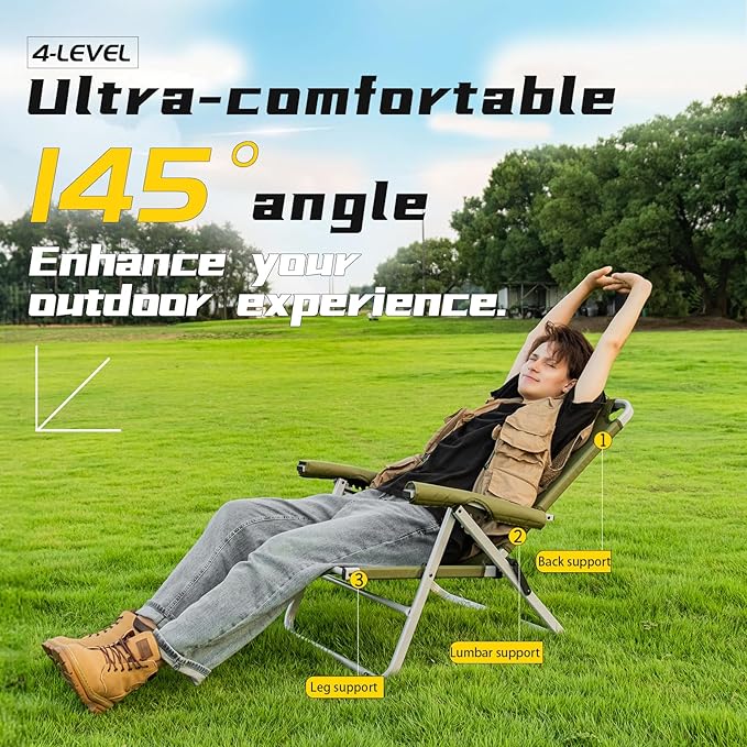 Whitsunday 4-Level Adjustment Chair Portable Camping Chair Backpacking Chair for Hiking Mountaineering Beach for Hiking Mountaineering Beach-Green