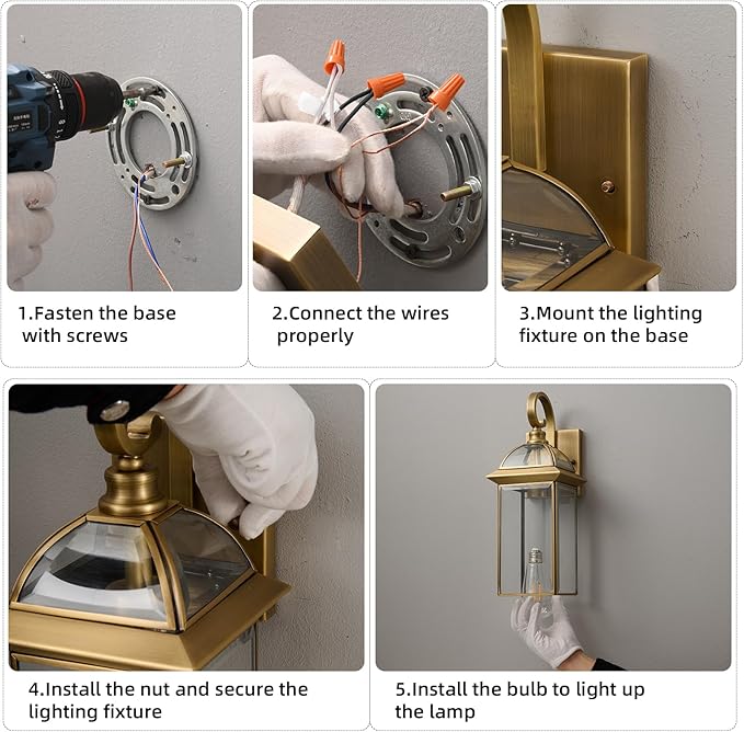 Brass Rustproof Outdoor Wall Sconces 2-Pack - All-Weather Waterproof Porch Lanterns with E26 Socket Front Door Exterior Lights for Yard Entryway