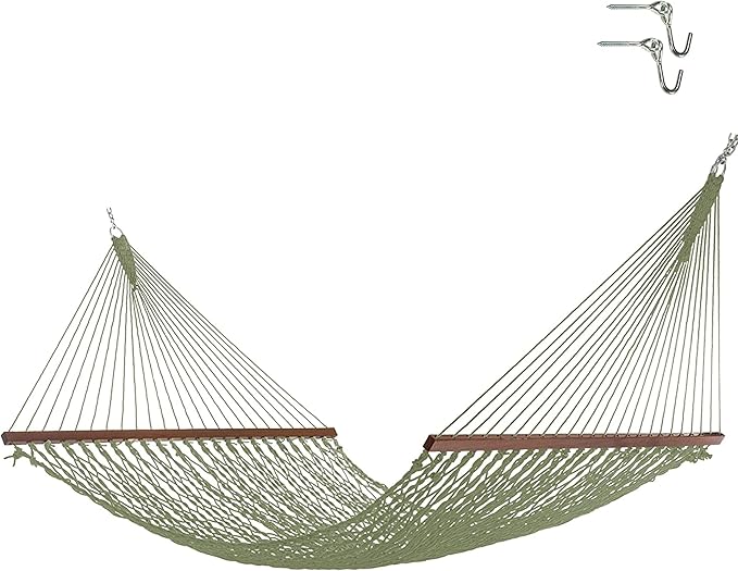 Hatteras Hammocks Deluxe Meadow Duracord Rope Hammock with Free Extension Chains &amp Tree Hooks Handcrafted in The USA 450 LB Weight Capacity 13 ft. x 60 in