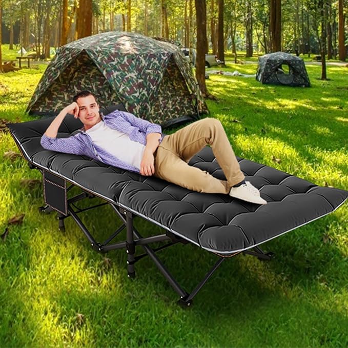 LILYPELLE 2 Pack Folding Camping Cot W/Mattress 78 L x 32 W x 18 H Cot Bed Heavy Duty Wide Camping Cot XXL for Adults Portable Sleeping Cot Bed for Travel Camping/Office Home Nap
