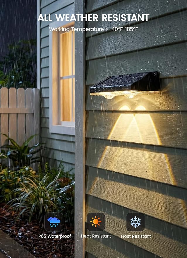 Brightown 6 Pack Solar Lights Outdoor Waterproof Color Changing Solar Fence Deck Step Flood Lights Warm White &amp RGBCW 11 Color IP65 Waterproof Garden Lights for Outside Backyard Yard Step Patio