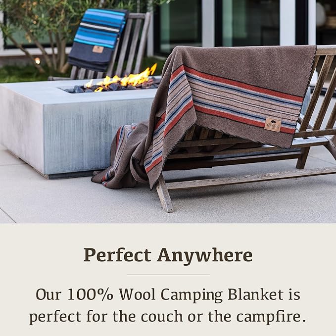 Chubbuck 100% Wool Blanket Camping (60 x 84) - Large Warm Blanket for Camping Emergency Outdoor Concerts and Home Use - Fire Retardant Soft and Warm Blankets for Winter (Forest)