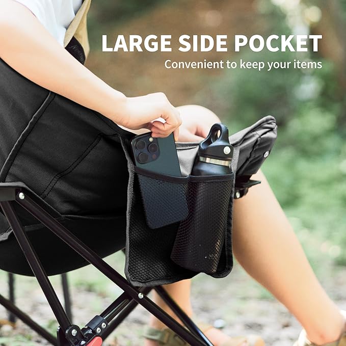 Naturehike Seastar Padded Camping Chair Oversized 2-Position Adjustable Folding Chair Portable Camp Chair with Side Pocket &amp Carry Bag