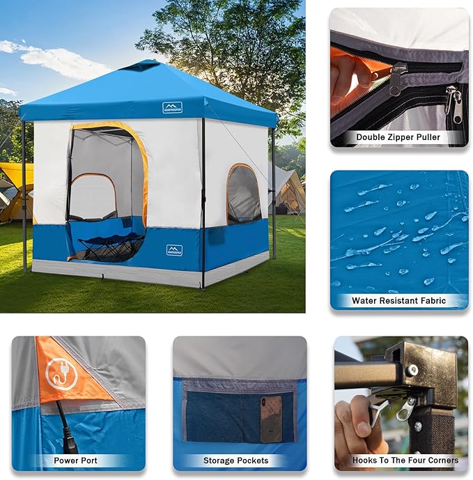 KAMPKEEPER 6 Person Camping Tent 10x10 Pop Up Canopy Tent with Camping Inner Tent Converts 10'x10' Straight Leg Canopy into Camping Tent–Fully Vented Roof(Canopy &amp Frame Included)