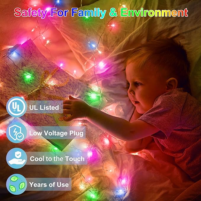 750 LED 240FT Christmas String Lights Outdoor with 12 Lighting Modes Green Wire Christmas Lights with Timer &amp Dimmable Waterproof Plug in Fairy Lights for Room Party Home Patio Xmas Multicolor