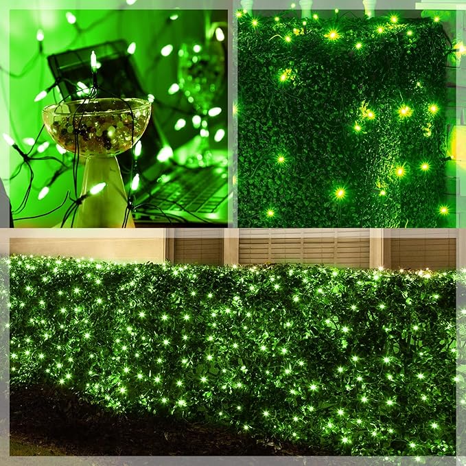 120Led Christmas Net Lights Outdoor 5ft x 6ft Connectable 8 Modes Waterproof Black Wire 29V Plug in Mesh Net Christmas Lights for Garden Yard Bushes Trunk Xmas Tree Decor (Green)