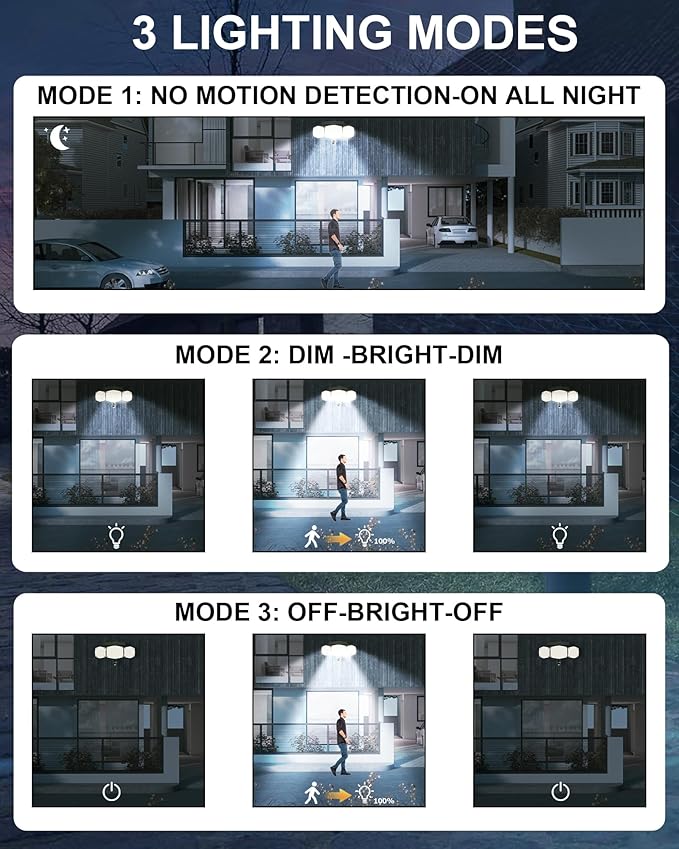 Solar Motion Sensor Outdoor Lights with Stakes In-Ground or Wall Mount 270° Wide Angle Illumination 208 LED Solar Powered Security Flood Lights IP65 Waterproof 2 Pack