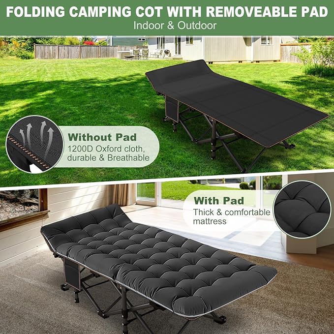 Barbella Folding Camping Cot Folding Cot Camping Cots for Adults Portable Sleeping Cot with Mattress Foldable Outdoor Bed Camp Cots Guest Bed with Carry Bag for Home Office &amp Outdoor Use