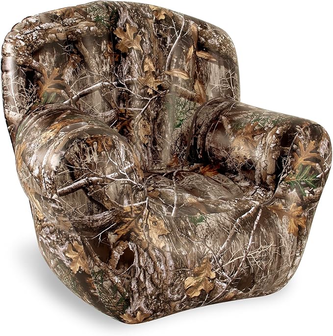 Air Candy Realtree® Camo Inflatable Outdoor Armchair – Heavy-Duty Puncture-Resistant Bottom – Ultra-Comfortable Camping Tailgating &amp Outdoor Lounge Chair – Supports 250 lbs – Portable &amp Easy