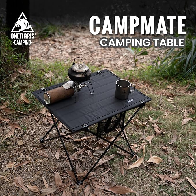 ONETIGRIS Foldable Camping Table Lightweight Portable Table Sturdy &amp Quick Setup Holds Up to 66 lbs Perfect for Camping Hiking Backpacking Picnic Beach Travel