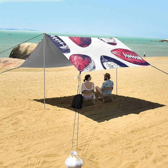 Rugby Tile Color Pattern Camping Sun Shelter Beach Tent Portable Beach Sun Shade Outdoor Canopy for Camping Trips Fishing Picnic
