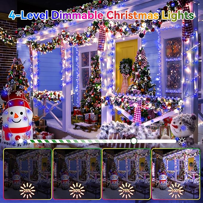 Heceltt Christmas Lights Outdoor 403FT 1000 LED String Lights 8 Modes and Timer Memory Function Twinkle Fairy Lights IP44 Waterproof Plug in for Xmas Tree Wedding Party Holiday Decor(Blue)
