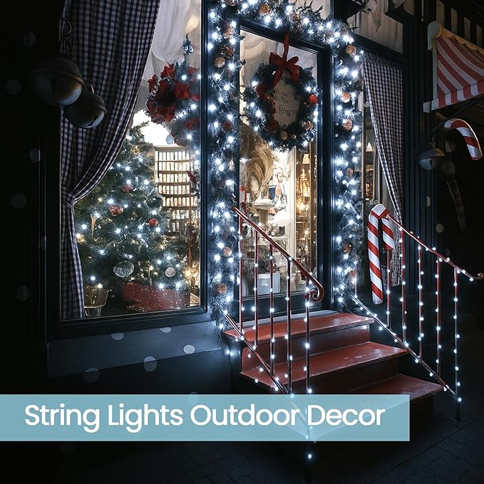 Extra-Long 144FT Solar String Lights Outdoor 2 Pack 400LED Solar Fairy Lights for Outside Waterproof Silver Wire 8 Lighting Modes Solar Twinkle Lights for Tree Garden Party Xmas Decor (Cool White)