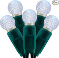 YULETIME Cool White One-Piece G12 Raspberry Christmas Lights 140 Count 48 Feet 2 Sets 70 LED 24 ft High Waterproof UL Certified String Light (Cool White)