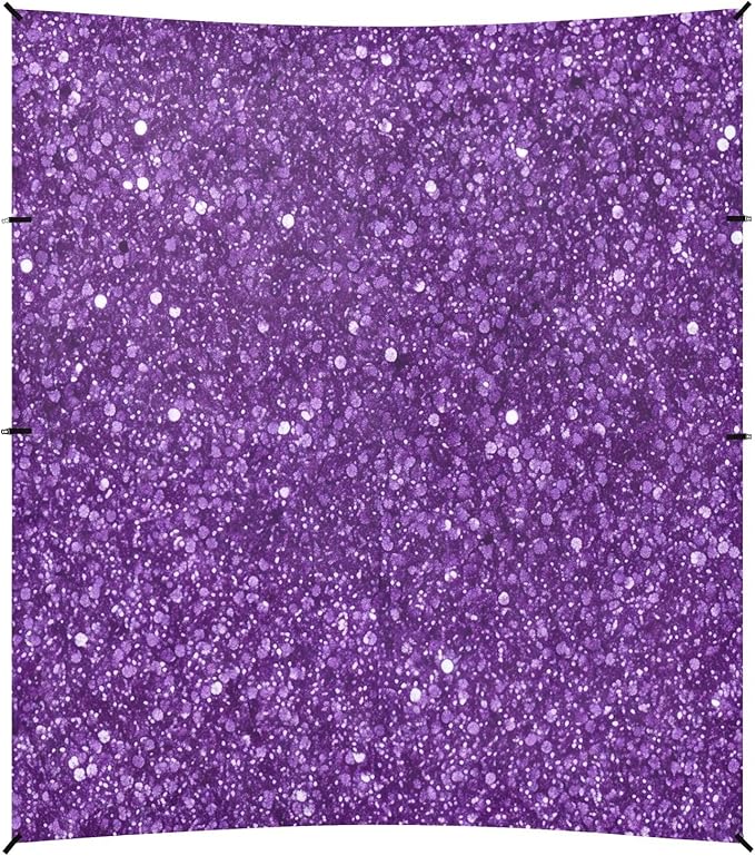 Purple Glitter Texture Beach Tent Sun Shelter 9.2' x 10.5' Beach Canopy with 4 Sandbags 4 Stability Poles Sand Shovels - Tent Canopy for Beach Camping Fishing Picnics